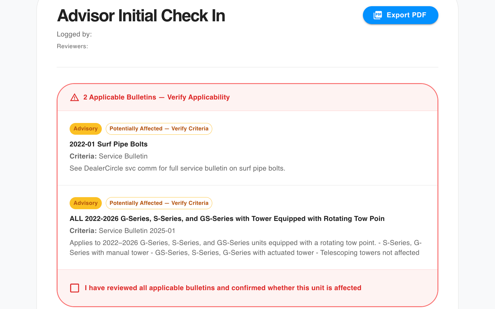 Service Bulletins and Recalls